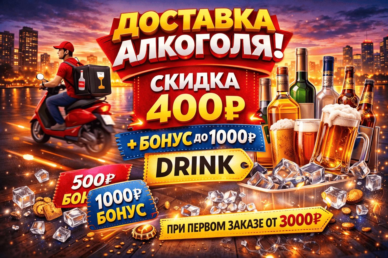 Спецпредложение на напитки и закуски в Вологде